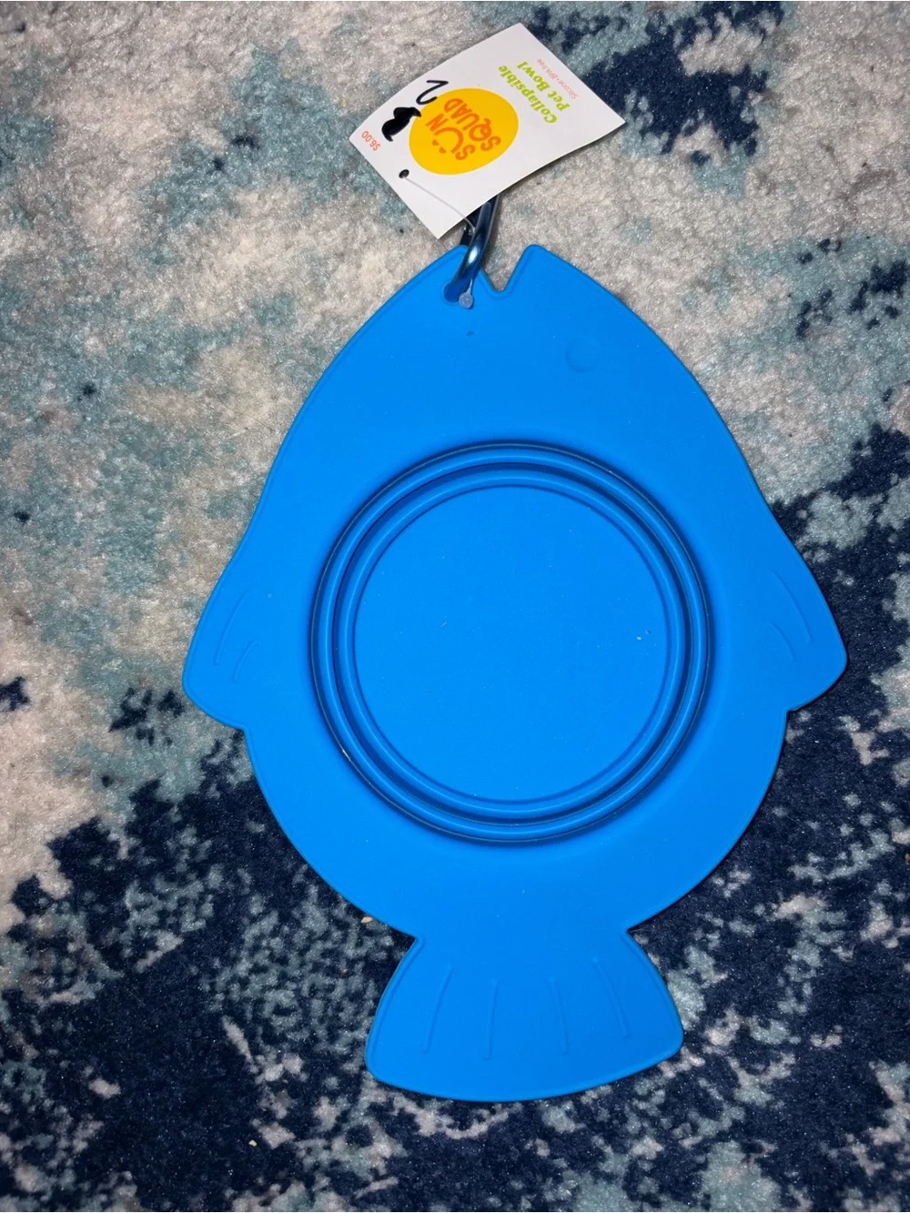 Set of 9 - Collapsible Fish-Shaped Pet Bowl - Bright Blue